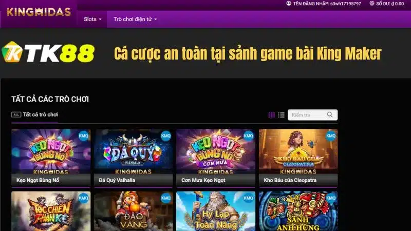 Cá cược an toàn tại sảnh game bài King Maker