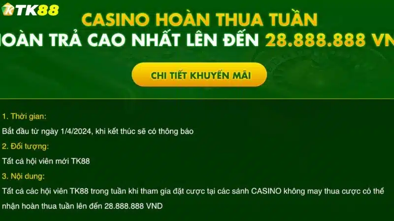 Casino hoàn thua tuần