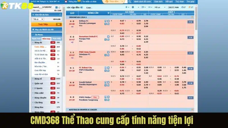 CMD368 Thể Thao cung cấp tính năng tiện lợi