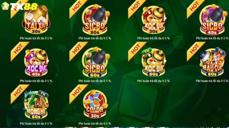 Giao diện game Sicbo tại nhà cái TK88