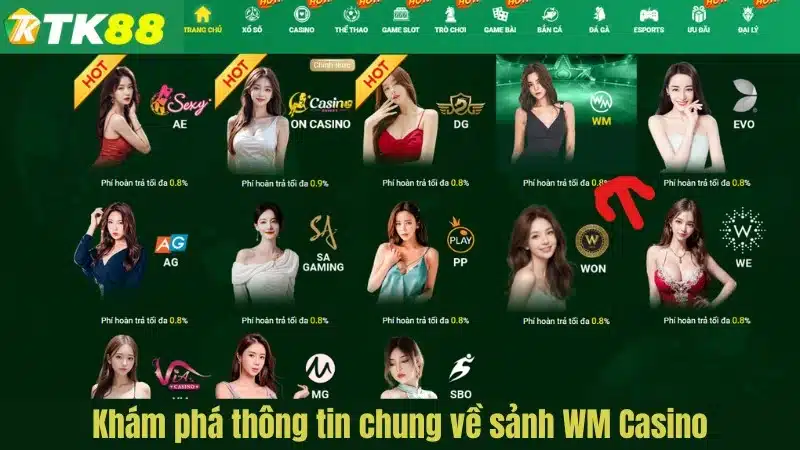 Khám phá thông tin chung về sảnh WM Casino